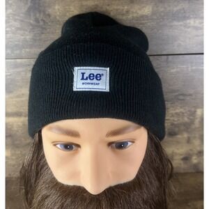 Men's Lee Jet Black Warm Workwear Beanie Hat One Size Fits all Fast Shipping
